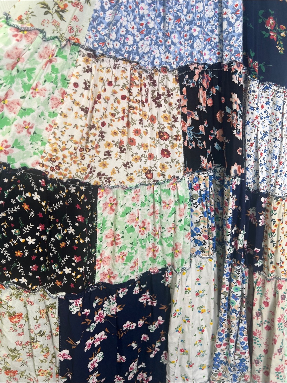 Paani - Bohemian Floral Patchwork Tiered Sleeveless Midi Dress Size Small - Picture 12 of 12